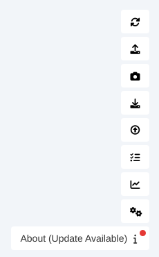 About button with a red dot and Update Available label